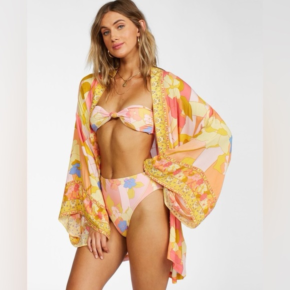 Billabong Multicolor Floral Kimono Beach Coverup - Picture 8 of 8